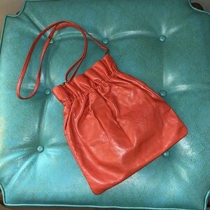 HOBO red leather Prose drawstring purse bag boho hippie statement